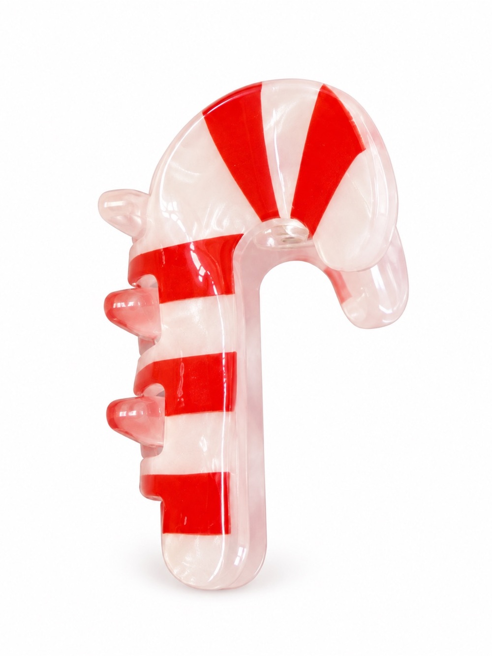 Red & White Candy Cane Shiny Stripe Christmas Mini 1.5" Lobster Claw Hair Clip